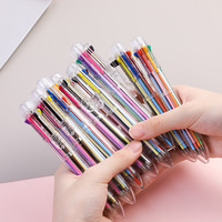10Pcs/Lot Transparent 8 Colors Ballpoint Pen Cute Multicolor Graffiti Pens School Student Writing Stationery Office Accessories