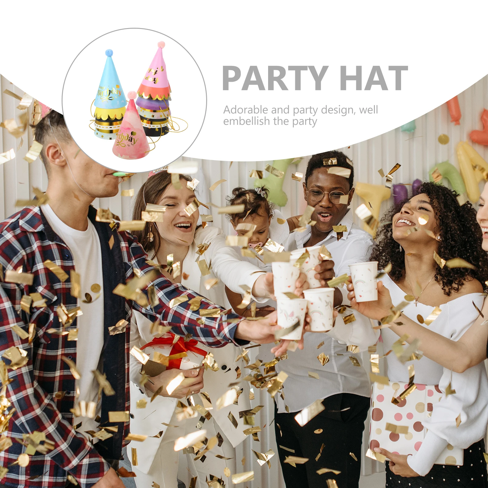 

10 Pcs Children Birthday Party Hat Kids Paper Cap Lightweight Comfortable Premium Material Festive Atmosphere Adorable