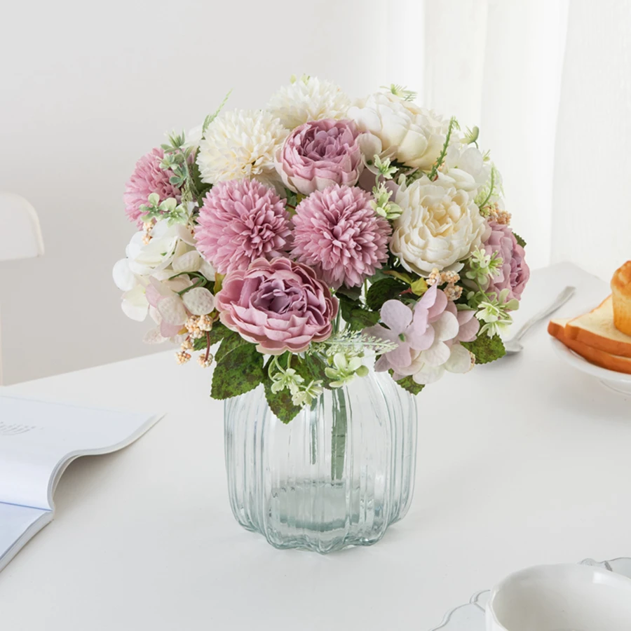Künstliche Blumen aus Seide, Pfingstrosen, Hortensien, Dekoration für Zuhause, Büro, Außenbereich, Hof, Valentinstag, Braut, Hochzeit, Fotografie-Requisite – Detail 4