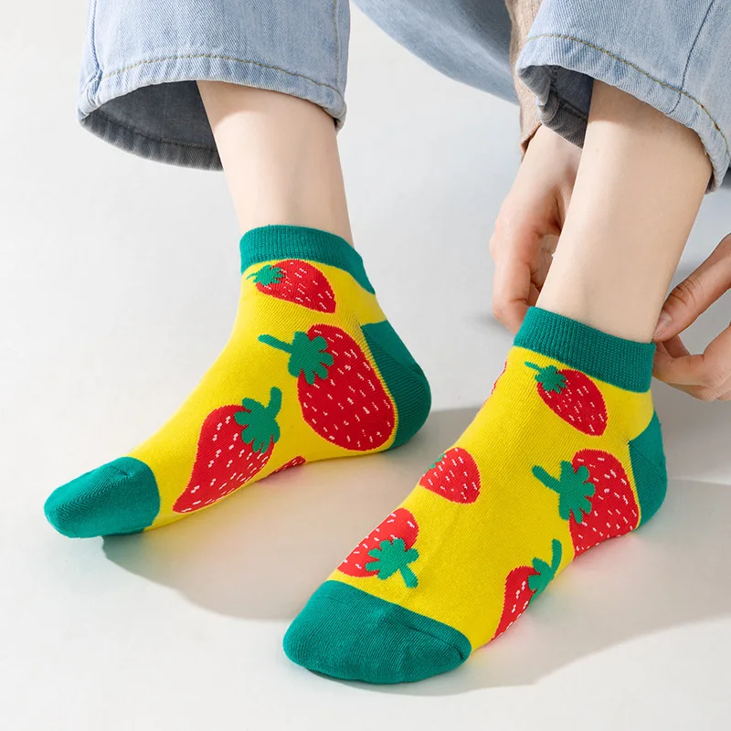 Funny Cute Fruit Short Socks for Women Casual Men's Socks Watermelon Avocado Socks EUR Size 36-44