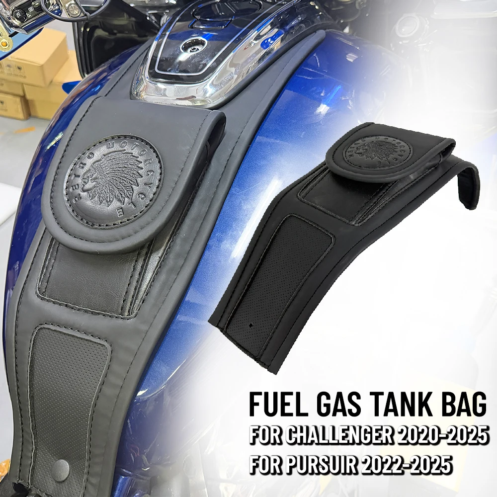 

For Indian Challenger Pursuit 2022 2023-2025 Gas Tank Bag Leather Bag Black Upper Tank Bag Motorcycle Fuel Tank Pack Accessories