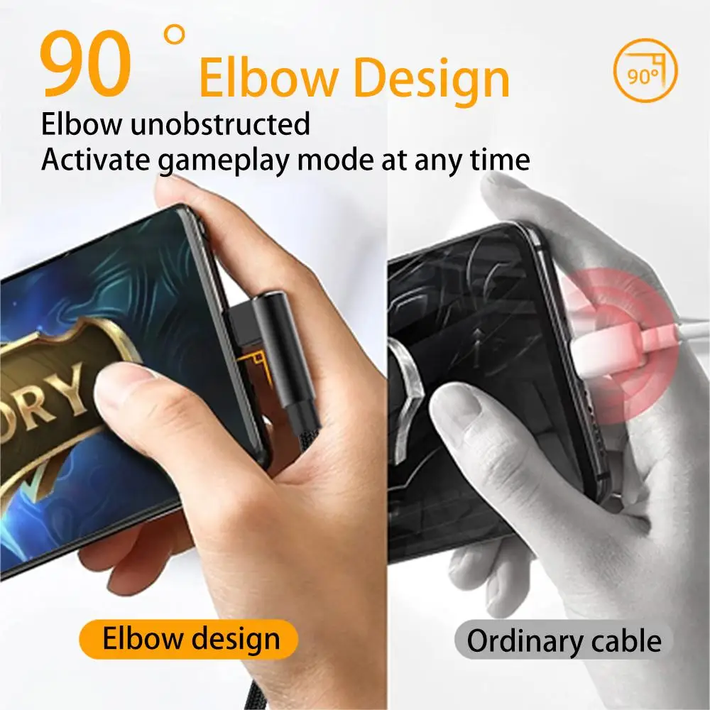 Expand 3m 5-meter Elbow USB C 6A Fast Charging Type C Data Cable for Huawei,Xiaomi,Samsung,Google,Apple MACBOOK iPad Air Game