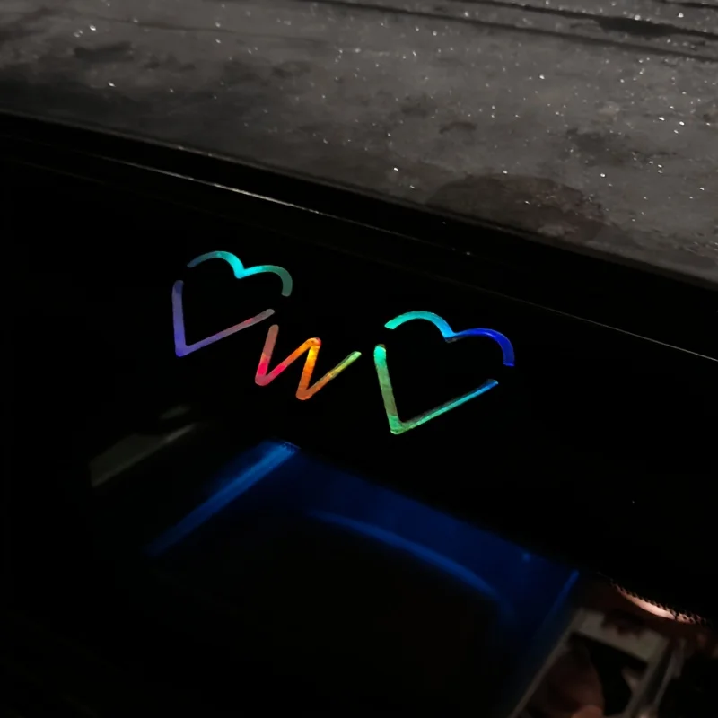 

1 шт. наклейка на автомобиль в виде двойного сердца - голографическая креативная виниловая наклейка для грузовика, ноутбука, окна и стекла, водонепроницаемый универсальный декор