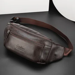 Men's Genuine Leather Chest Bags Crossbody Bag Luxury Design Durable Pockets Chest Bag Business Men's Handbag Shoulder Bag