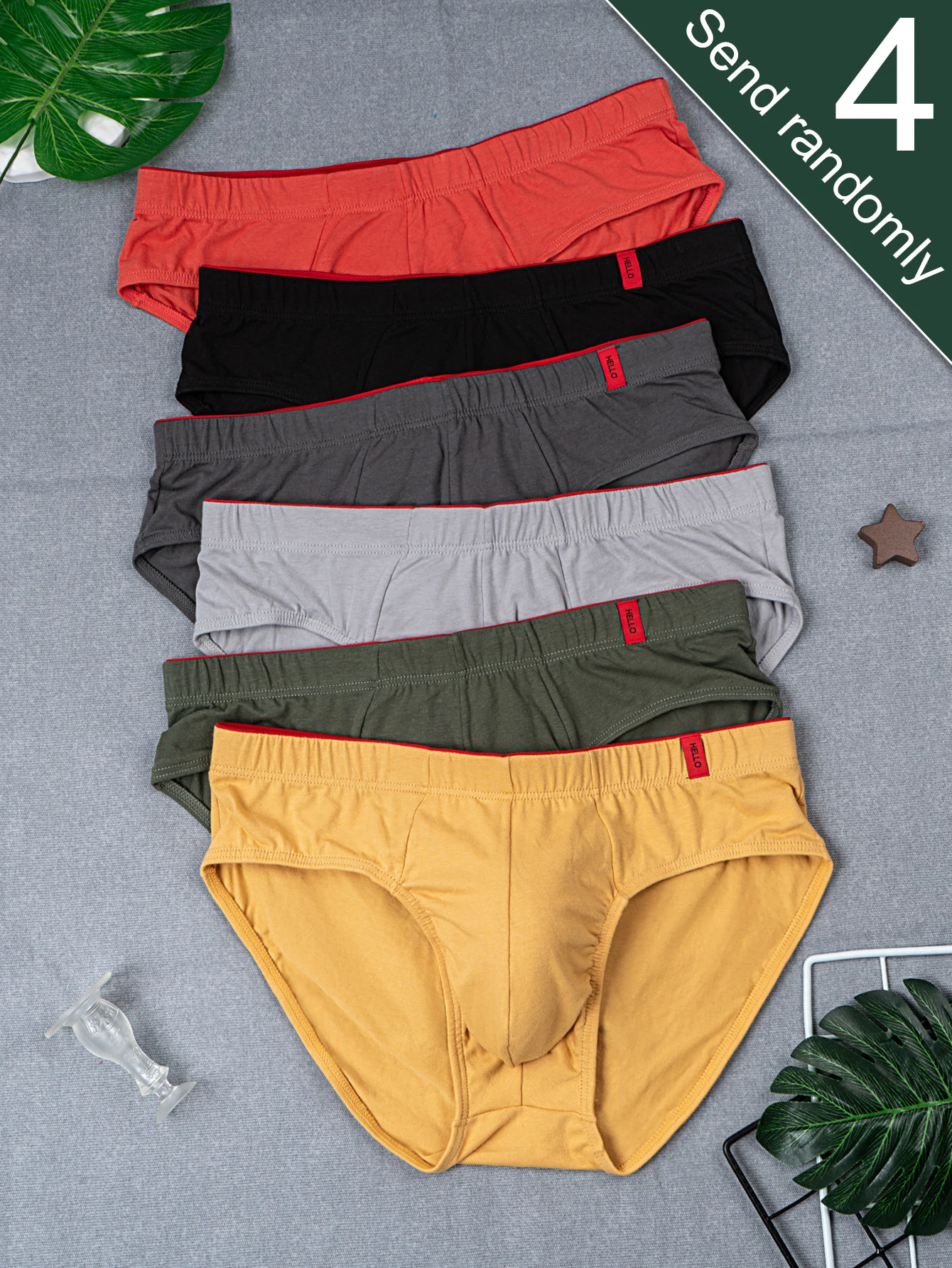 4-Pack Men's Sexy Color-Blocked Soft Briefs, New Breathable and Comfortable High-Elastic Men's Briefs, Men's U-Shaped Close-Fitting Briefs, Men's Everyday Casual Fashion Briefs