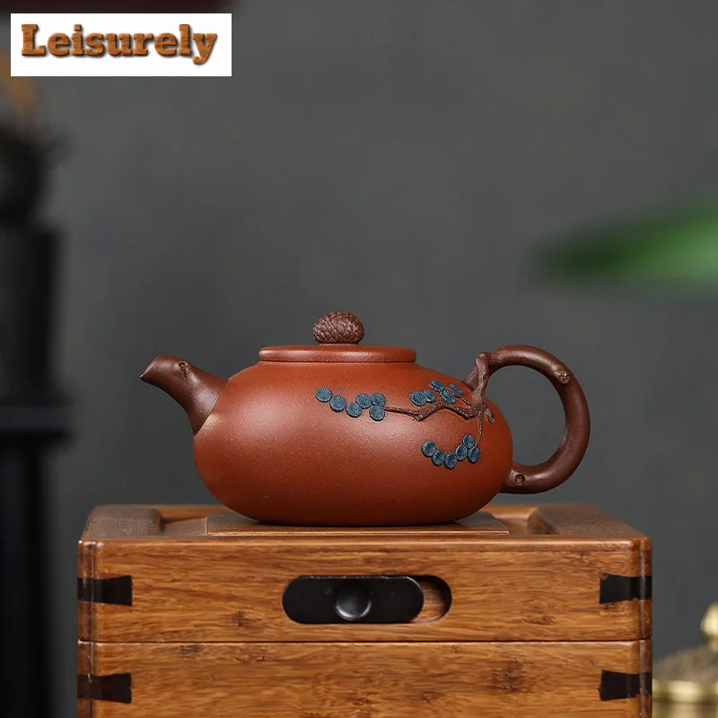 300ml Traditional Yixing Purple Clay Teapot Handmade Pine Cone Pot Raw Ore  Red Qingshui Mud Kettle Chinese Zisha Teaset Teaware