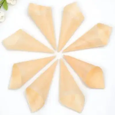 

50pcs Wooden Cone Veneer Rolls Appetizer Dessert Ice Cream Holders Biodegradable Disposable Decorative Party Wedding Catering