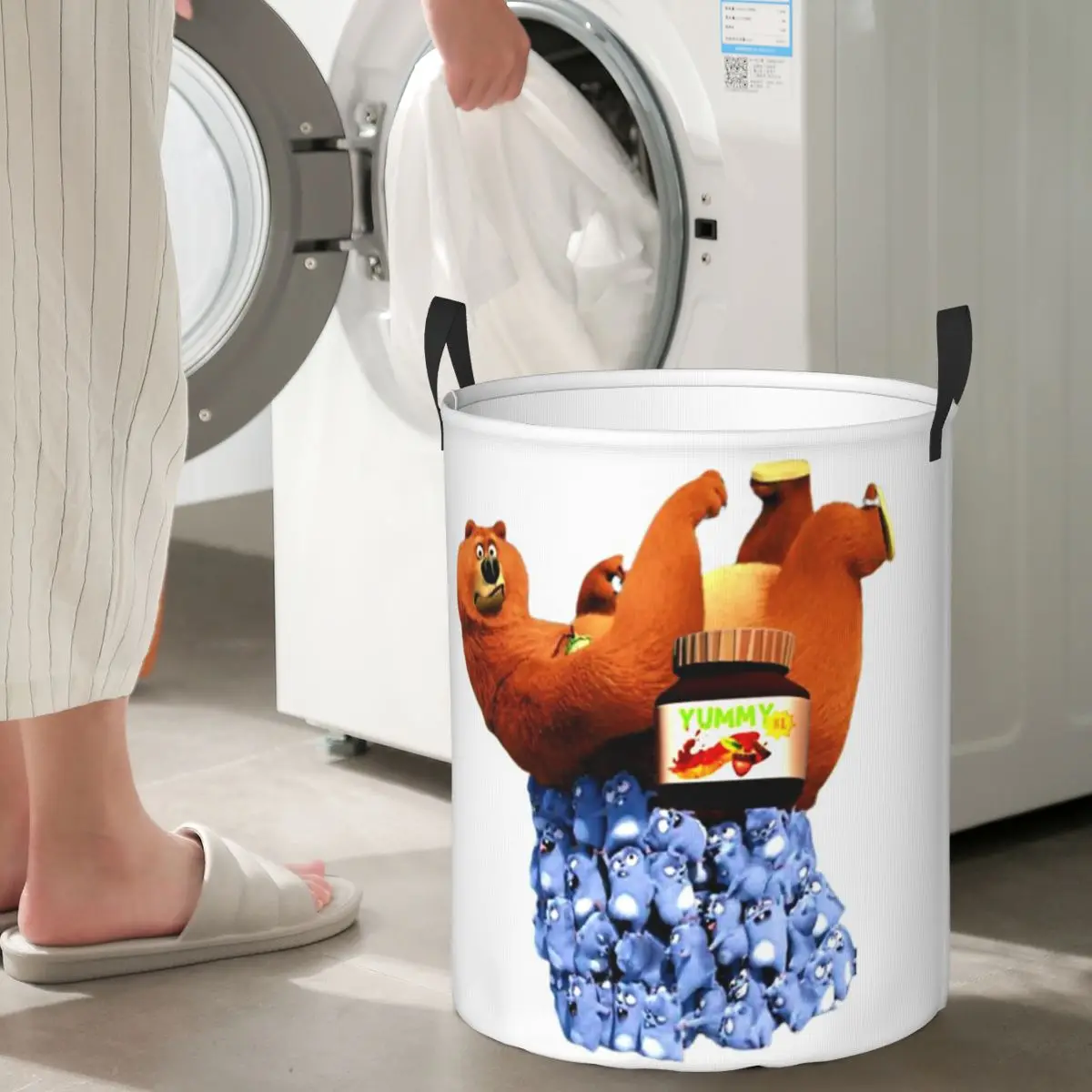 Cestas de lavandería plegables de animación Grizzy y los Lemmings, cesta de almacenamiento de artículos diversos para ropa sucia, cesto impermeable