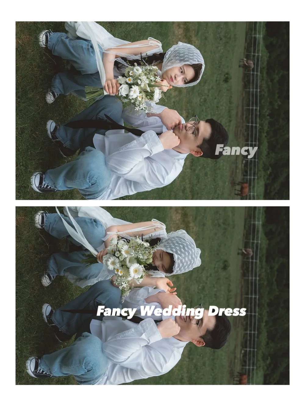 Ausgefallenes, elegantes, schulterfreies Hochzeitskleid, Korea-Fotoshooting, lange Ärmel, Falten, Brautkleid, bodenlang, individuell gestaltet