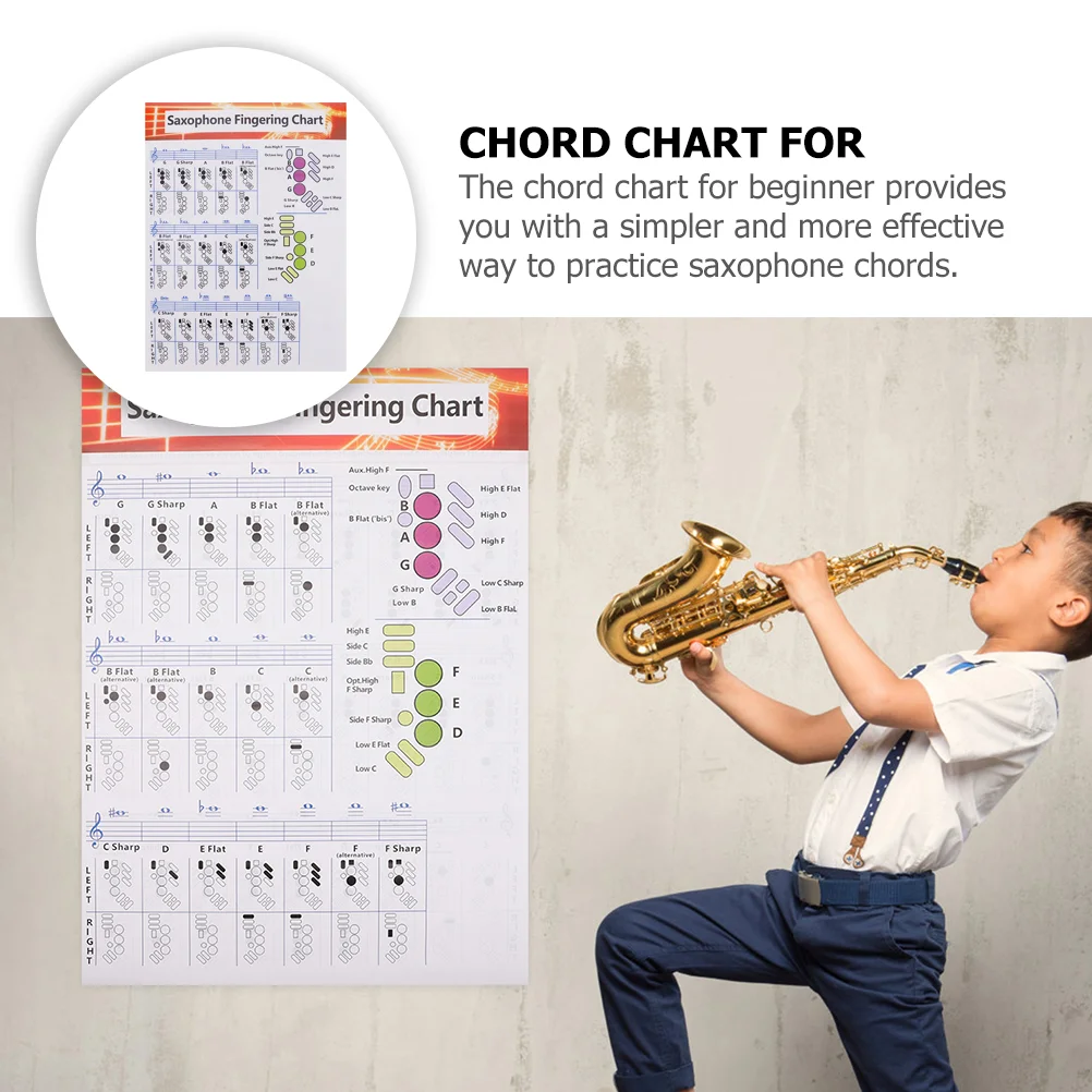 Coated Paper Chart Chord Poster Saxophone Learning Guide Guitar Stickers