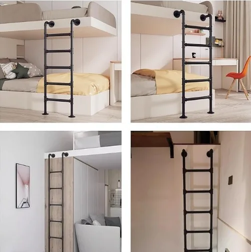 

Cross-border Retro Minimalist Modern Style Student Dormitory Up and Down Bed Wrought Iron Straight Ladder Climbing Loft Stairs