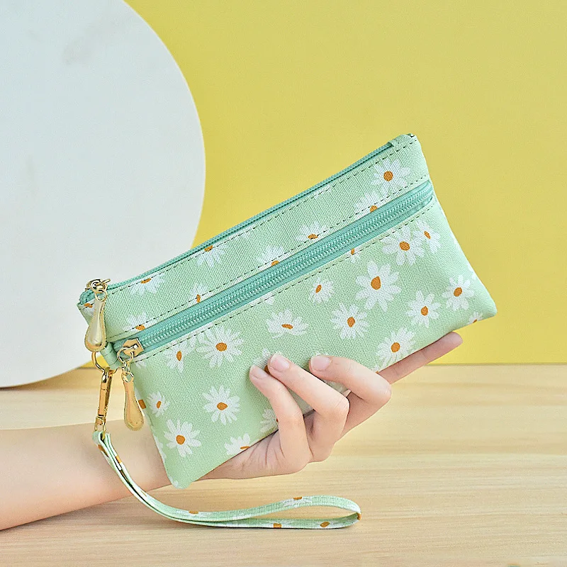 Women's clutch, casual and versatile, mobile phone storage, sunflower zipper, square loose change storage