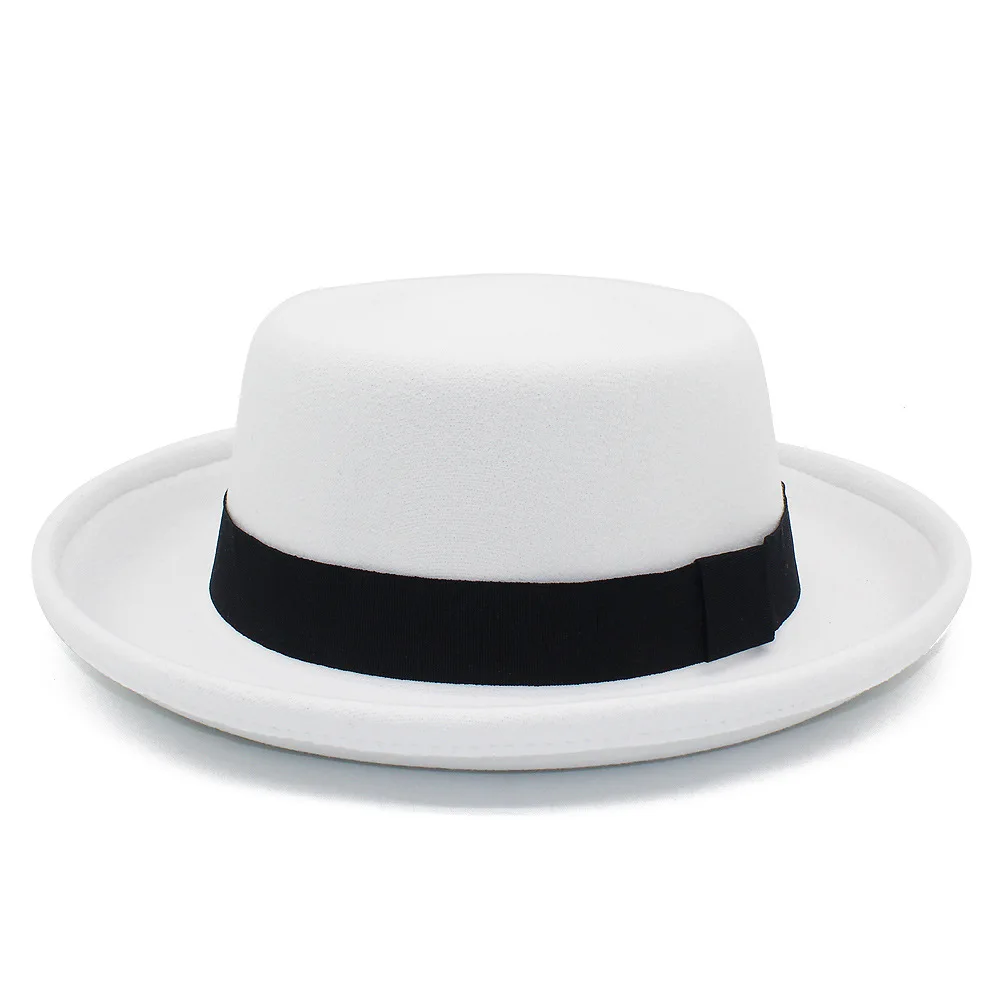 Wool Felt Pork Pie Fedora Hat with Ribbon Bow Dome and Flat Brim Classic Church 41S9Ot9vA1L._AC_UY350_.jpg main image 3