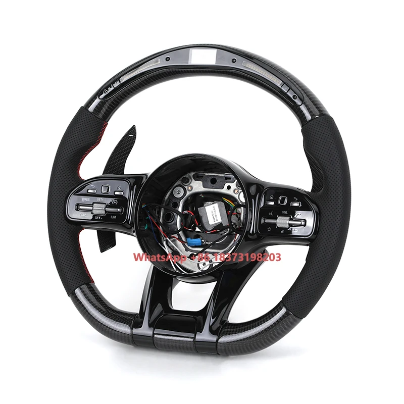 

With Piano Black Trim Half Alcantara Carbon LED Steering Wheel for Mercedes Benz W204 W205 W213 W211 W221 X166 GLC X253 G63 AMG