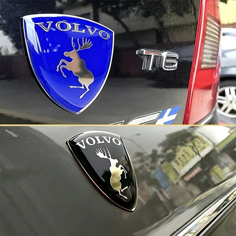 Moose Shield Car Emblem Badge 3D Metal Sticker for Volvo XC60 XC90 S60 S90 V60 XC40 V50 Auto Fender Trunk Exterior Accessories