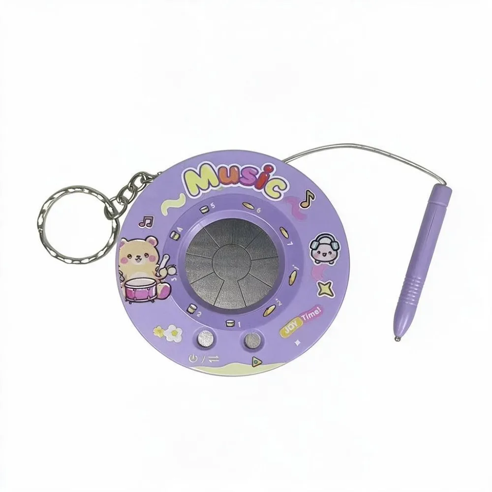 Round Recording Electronic Drum Keychain Cartoon Interactive Electronic Piano Drum Keychain Playable Sounding