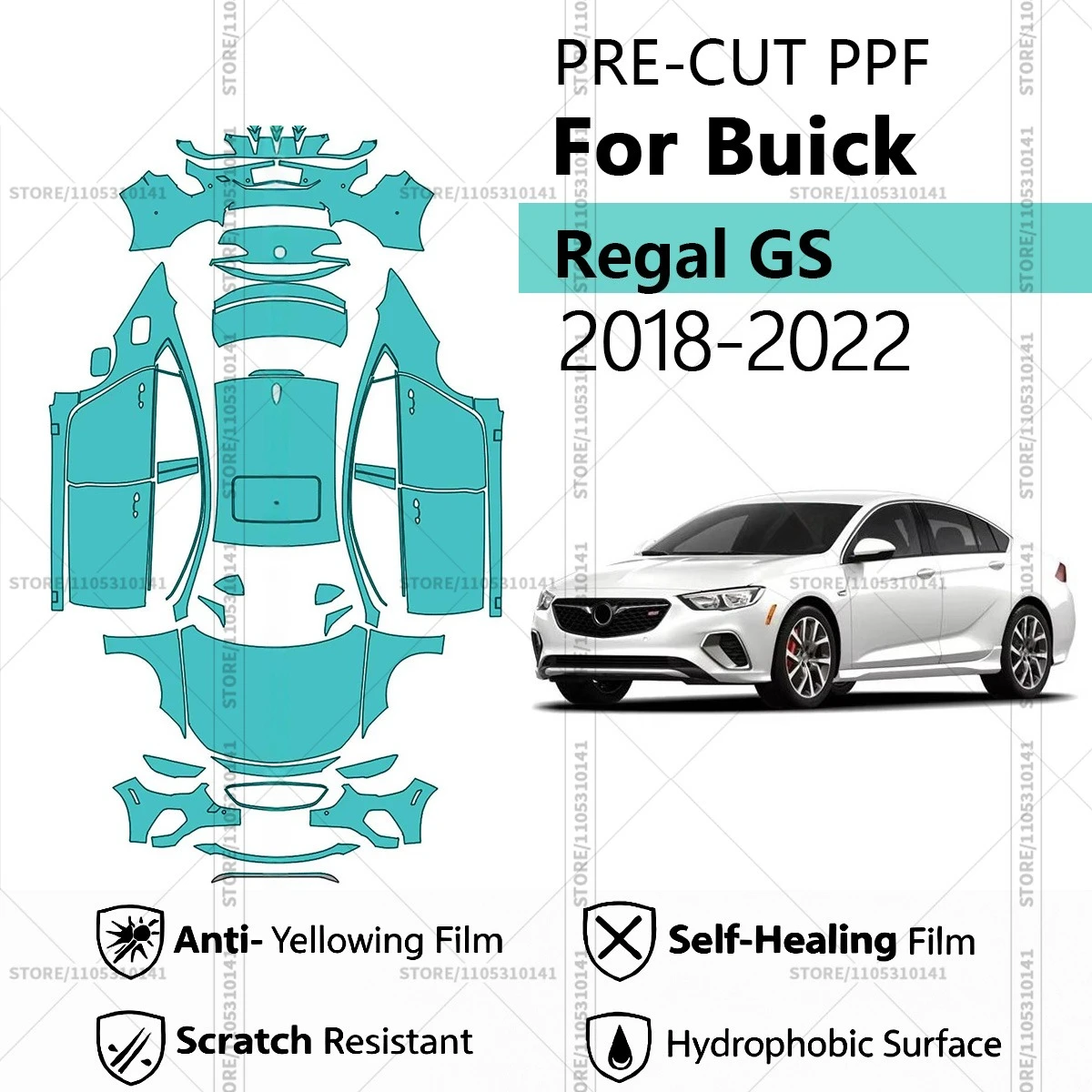 

Для Buick Regal GS 2018-2022: Предварительно вырезанная прозрачная защитная пленка PPF для автомобиля, профессиональная автомобильная пленка PPF для полной оклейки кузова
