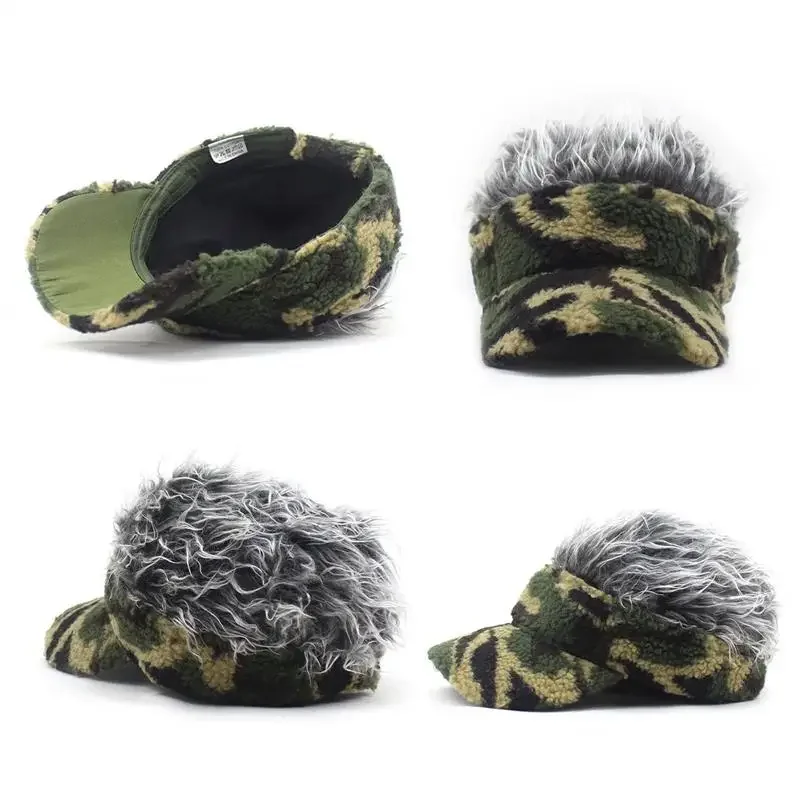 Cappello da baseball novità regolabile mimetico casual da uomo invernale Cappello decorativo antivento caldo con parrucche di capelli a spillo Cappelli Hip Ho