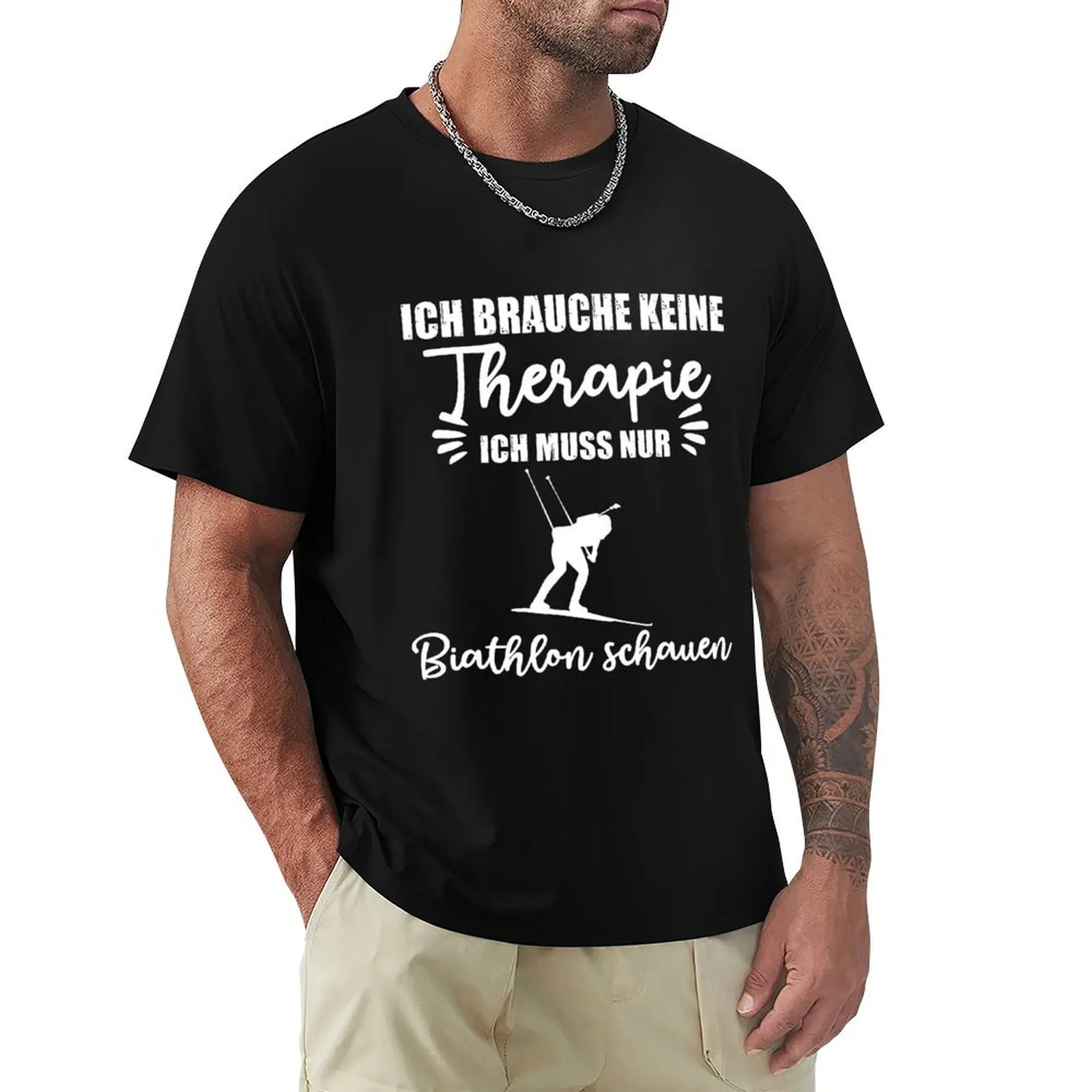 T-shirt à manches courtes décontracté pour tous les jours, avec motif Biathlon Therapy Results Biathlon