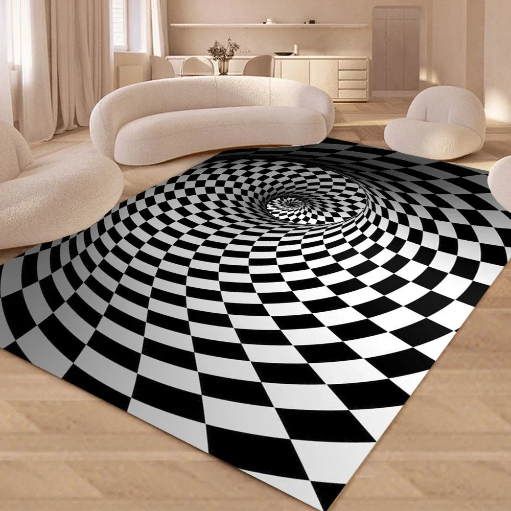 

3D Vortex Illusion Area Rug Abstract Geometric Optical Carpet for Living Room Bedroom Entrance Doormat Non-Slip Floor Mat
