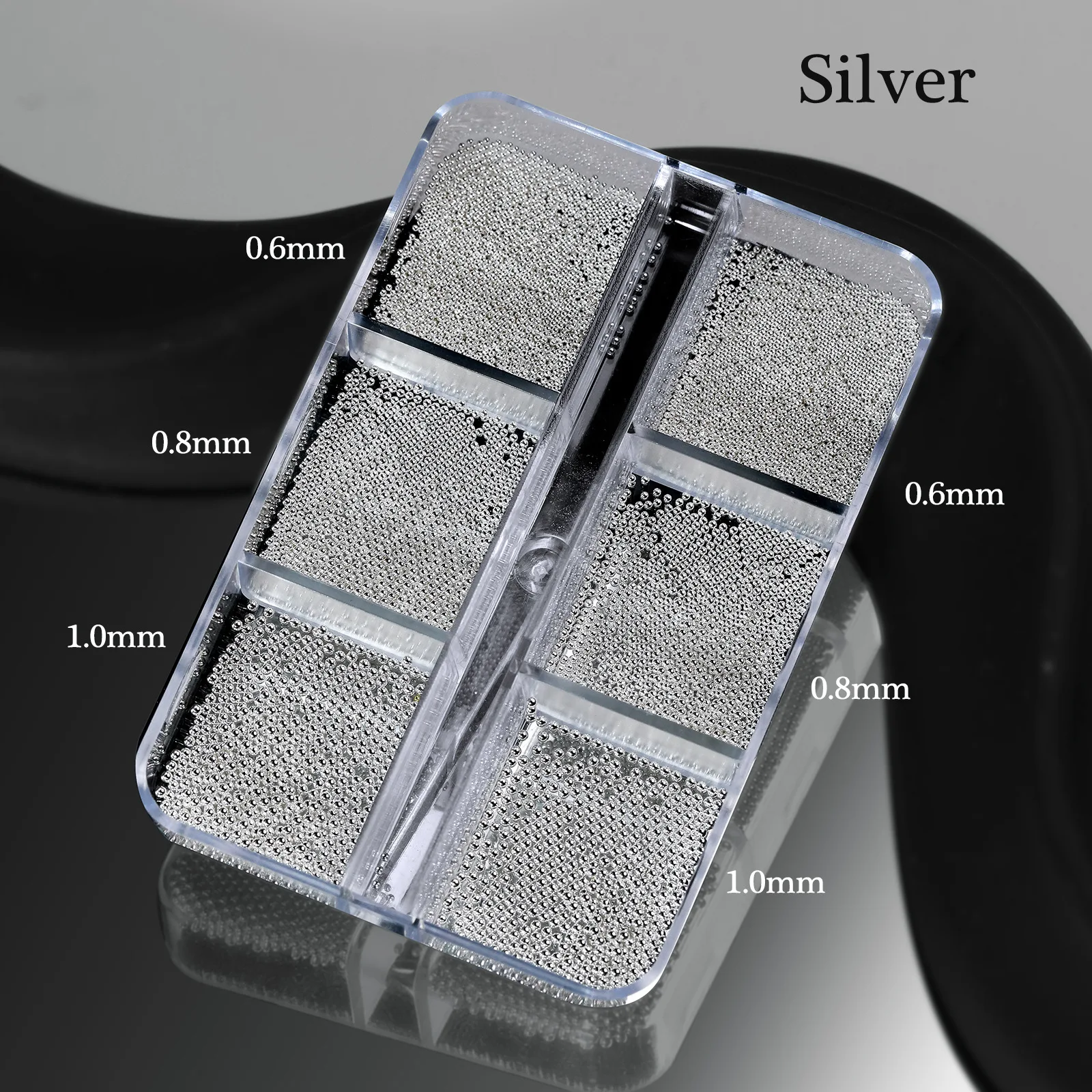 6Grids 3D Pixie Gold Silver Caviar Beads Nail Rivets 0.6-1mm Round Steel Ball Nail Rhinestones Charms Manicure Nail Decoration #