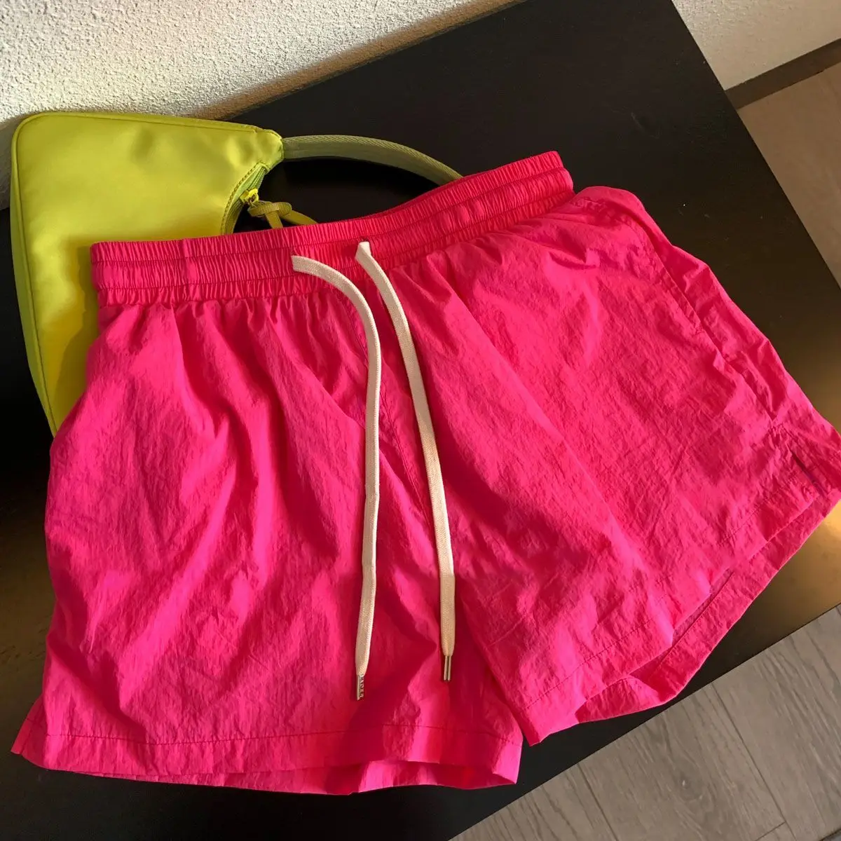 

Женские летние повседневные широкие брюки с высокой талией, розовые, прямого кроя, из полиэстера, корейский стиль, распродажа