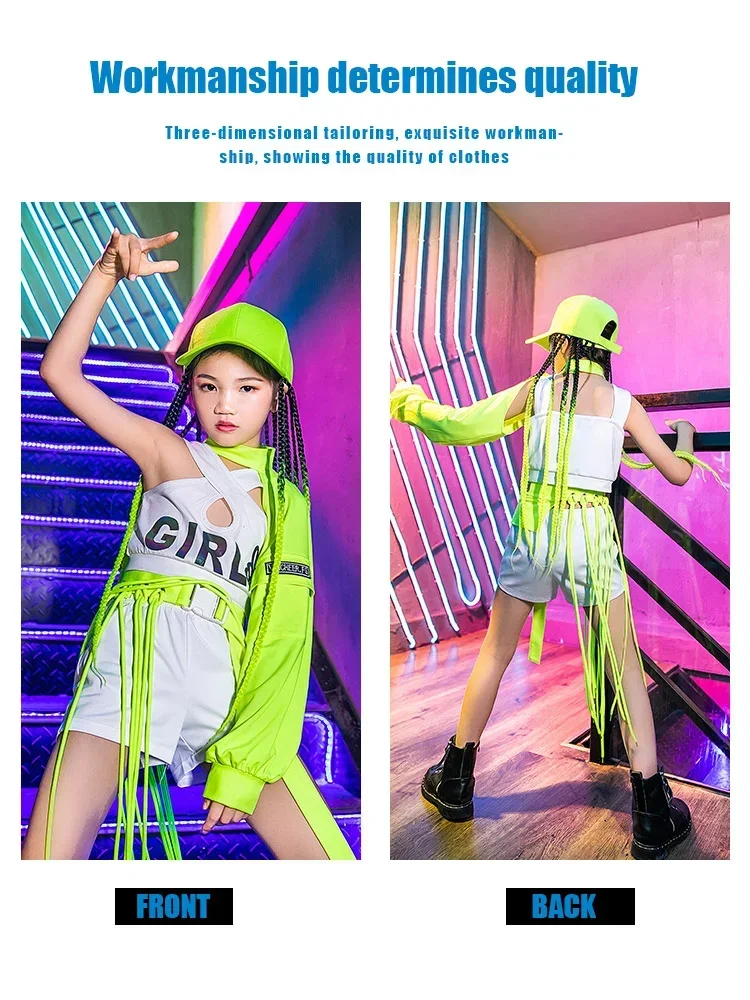 ZZL Urban Dance Girl Clothes Children Hip-hop Dance Performance Suit Girls Fashion Jazz Dance Girls Clothing Children Cool