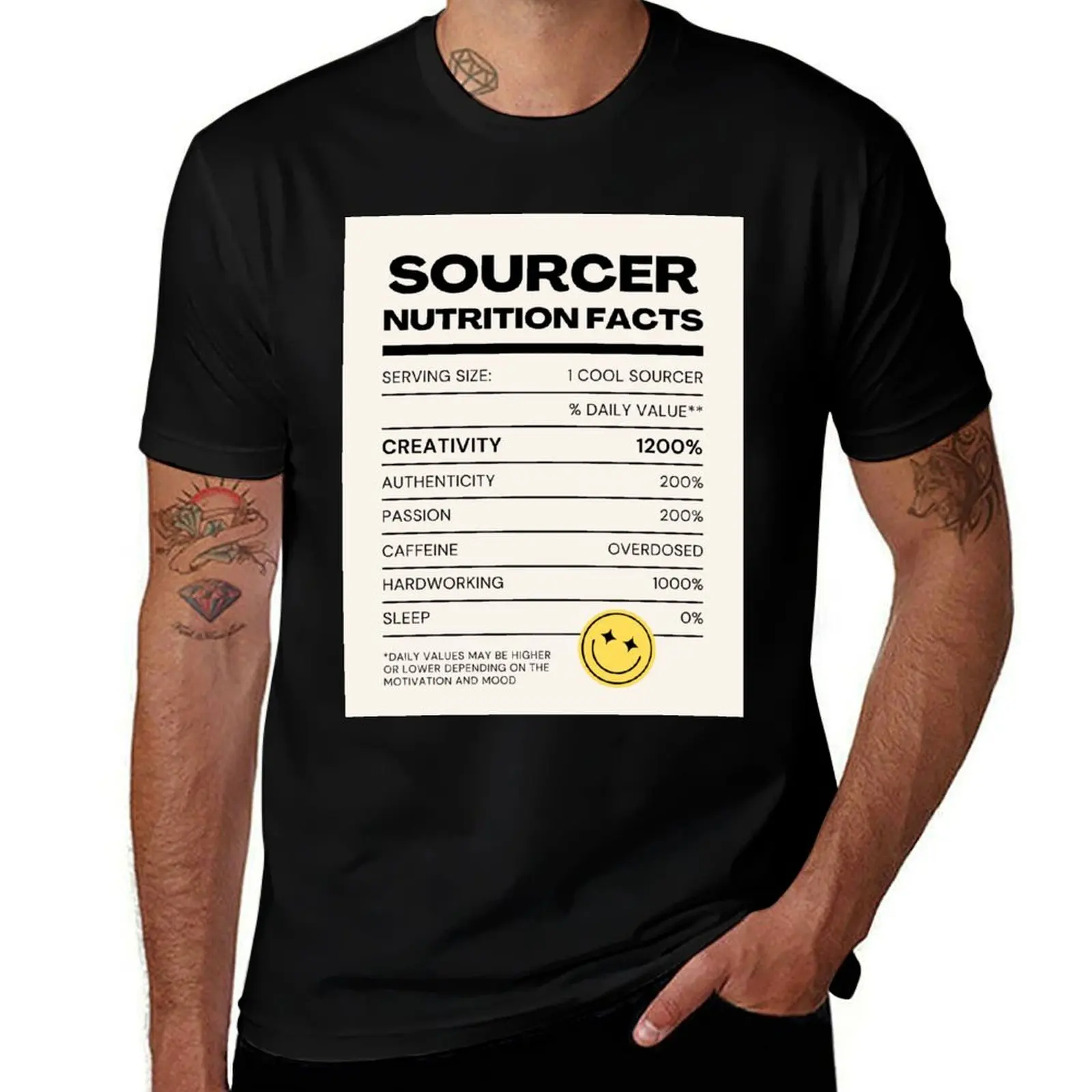 Sourcer Nutrition Facts T-Shirt blanks cute clothes shirts graphic tee anime figures mens designer t shirt