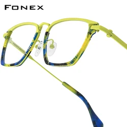FONEX Acetate Titanium Glasses Frame Men New Brand Design Square Eyeglasses Women Spectacles High Quality Japanese Eyewear 85836