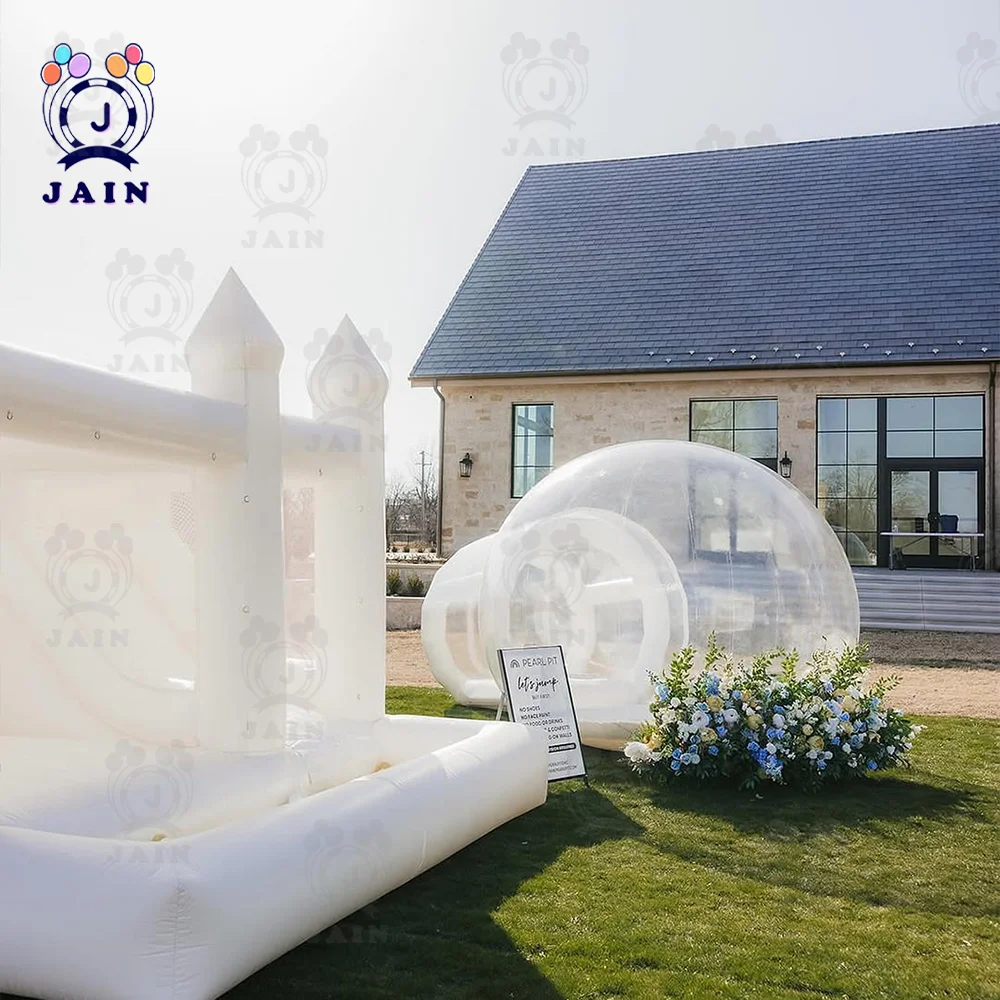 Inflatable Jumping Castle White Bounce House and Bubble House With Blower Inflatable Balloon House Large Bouncy Castle For Party