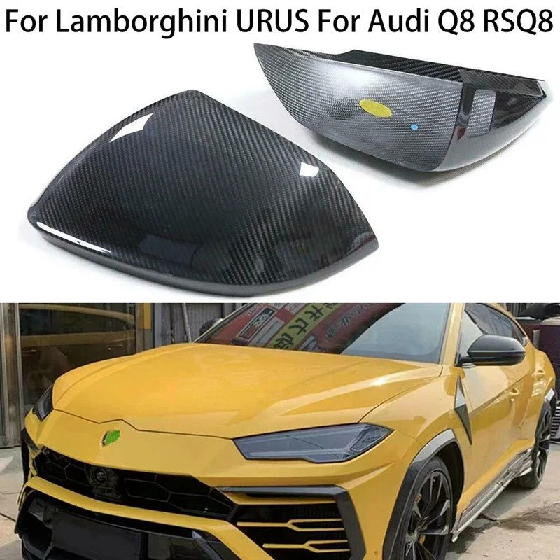 

Real Carbon Fiber Car Side Rear view Mirror Covers Cap For Audi Q8 RSQ8 For Lamborghini URUS 2018-2024 Auto parts Retrofitting