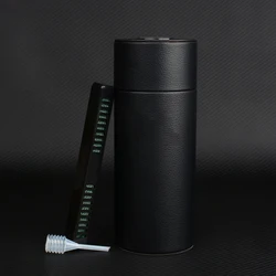 Travel Cigar Case Leather Cedar Wood Lined Tube Mini Humidor Black Tobacco Box with Long Humidifier Hygrometer Best Men's Gift