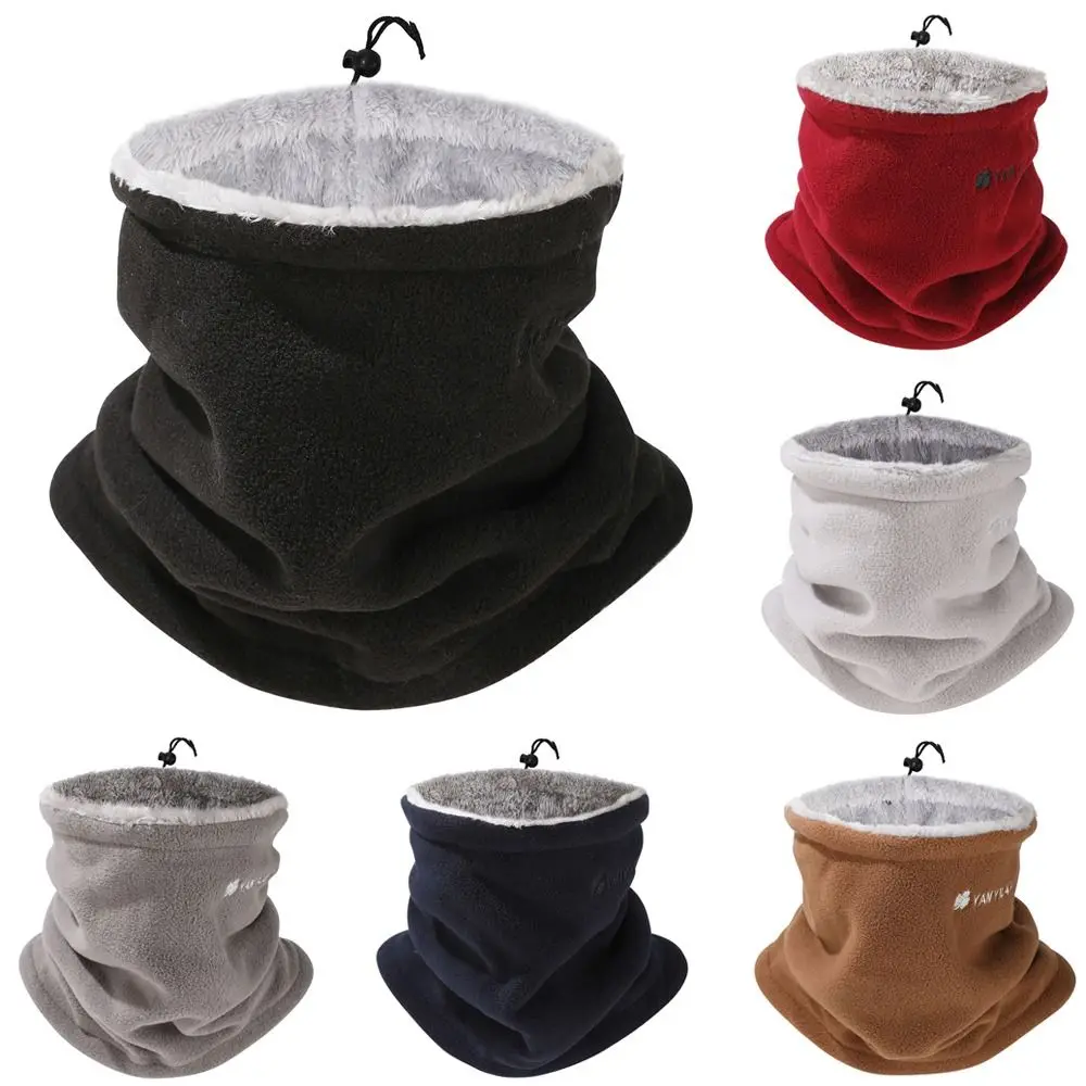 2Pc Winter Neck Warmer Windproof Thickened Warm Neck Gaiter for Cycling Hiking Drawstring Adjustable