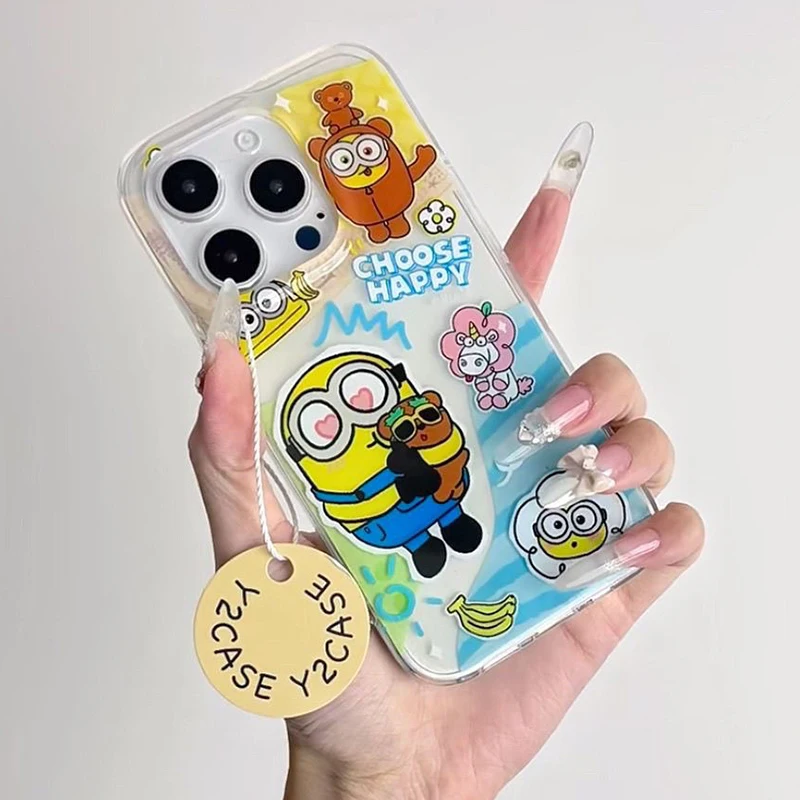 

Despicable Me Minion Kawaii Cartoon IPhone15/14/13/12 Mobile Phone Case Creative Funny Doll Anti-fall Shell Couple Gift