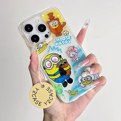 Despicable Me Minion Kawaii Cartoon IPhone15/14/13/12 etui na telefon komórkowy kreatywna zabawna lalka Anti-fall Shell prezent dla par