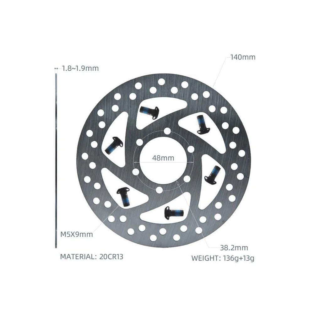 Electric Scooter Cycling Disc Brake Rotor 140mm 6 Hole Brake Rotors with Screws Mounting Hole Spacing 48mm
