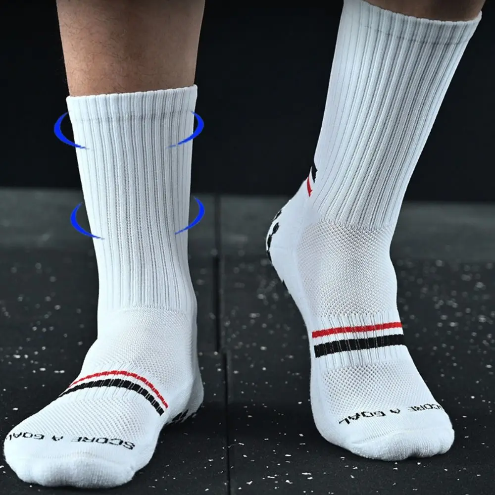 Anti-slip Football Anti Slip Sock Mid-Calf Glue Dispensing Grip Socks for Soccer Non Slip Towel Bottom Football Towel Socks