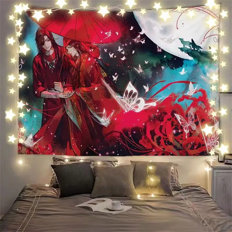 天官の祝福謝リアン華城の寮のベッド装飾吊り下げ布、部屋の寝室の改修背景布