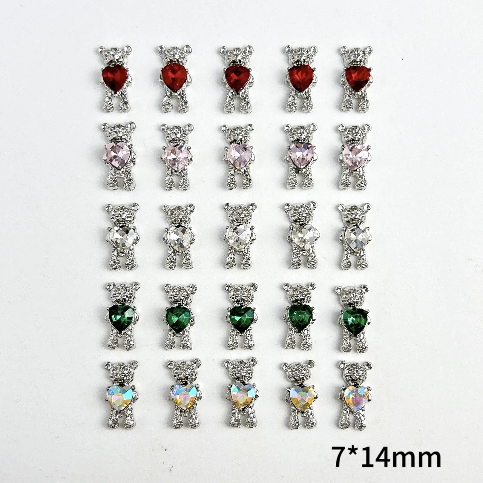 10 قطعة لطيف الدب مسمار السحر ثلاثية الأبعاد سبيكة عقد القلب الماس الكرتون تيدي بير مسمار الفن زينة DIY بها بنفسك مسمار الملحقات الحرف #2