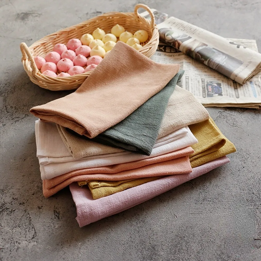 Soft Cotton Linen Napkin Hotel Cup Fabric Folding 40x40cm Table Napkin Dinner Cloth Tea Towel Festival Table Decoration