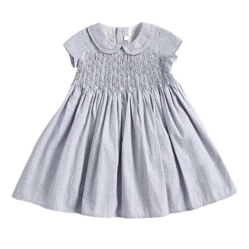 Retro Cotton Smocking Hand Embroidery New Toddler Girl Dresses Baby Summer Dress Kids Girls Casual Soft Dress Princess Clothes