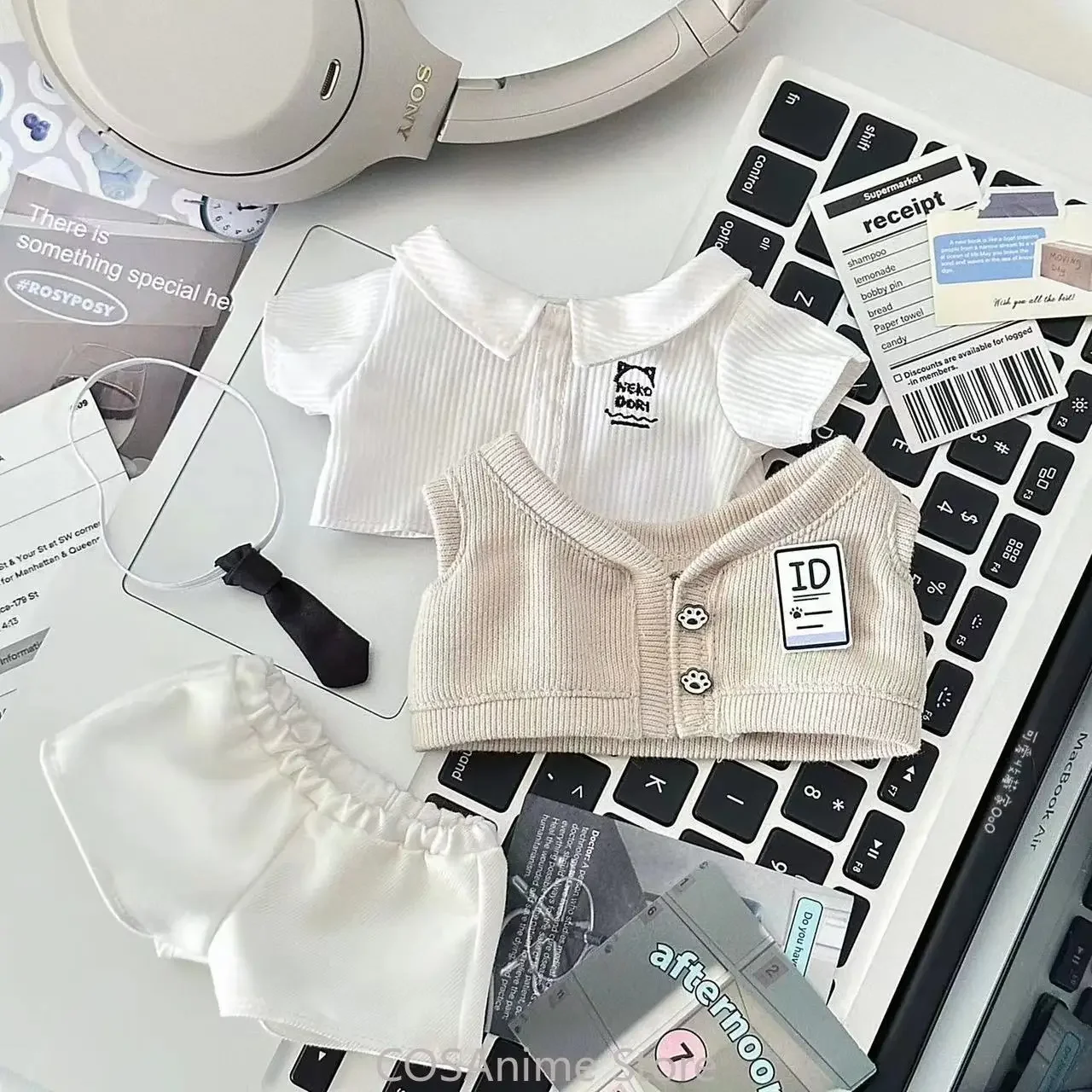 Ropa de muñeca de algodón de 20CM, encantadora muñeca de peluche de Anime, ropa, chaleco, camisa, blusa, prendas de gatos, pantalones, regalo de peluche