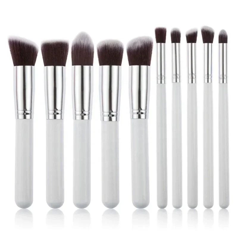 10 pezzi Cosmetici Fondotinta per sfumare lo strumento per il trucco del fard Set di pennelli per trucco Kabuki sintetico Nuovo arrivo