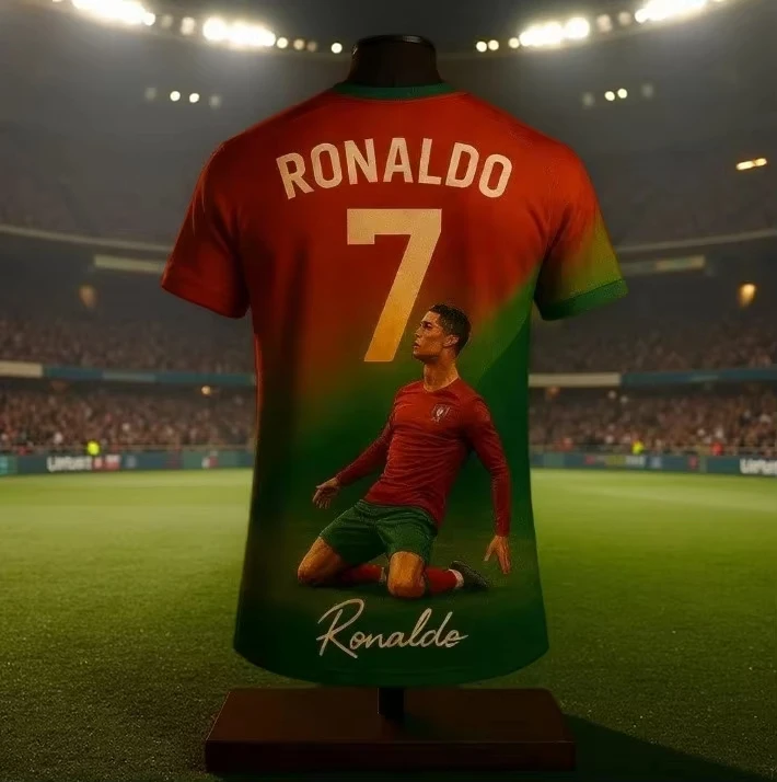2026 Summer New Model Bestseller Ronaldo's 3D Cartoon Graffiti Yaten Y2K Fashion Football Jersey Men's T-shirt  for Daily Wear