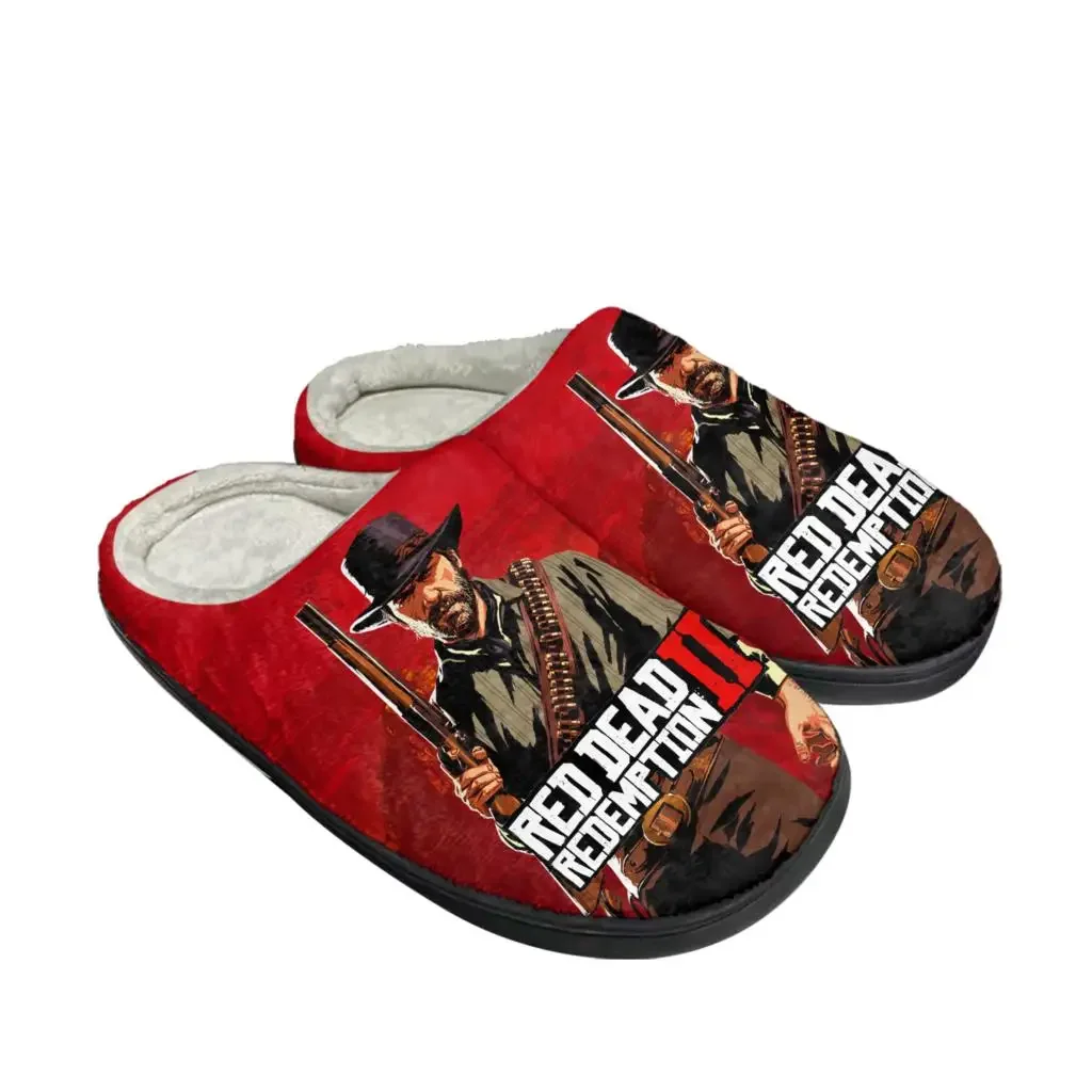Red Dead Redemption 2 Home Cotton Slippers Mens Womens Plush Bedroom Casual Keep Warm Shoes Thermal Slipper Customized DIY Shoe