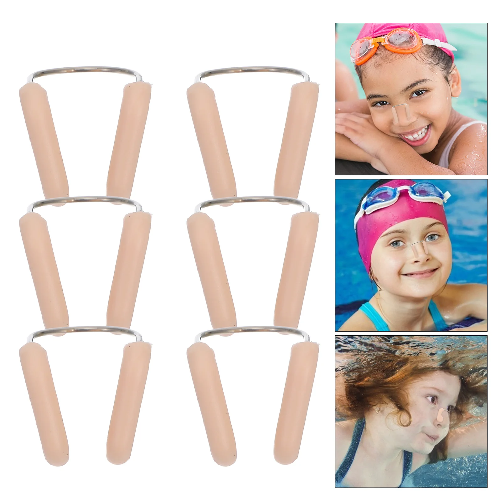6 PCS Comfortable Pattern Child Tinsel Adult Pool Nose Plugs Prevent Choking Clip Silicone