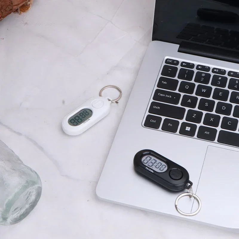 سلسلة مفاتيح مؤقت إيقاف رياضي مع شاشة LCD رقمية بحجم الجيب وساعة العد التنازلي للطهي والتدريب |   ساعة توقيت إلكترونية محمولة
