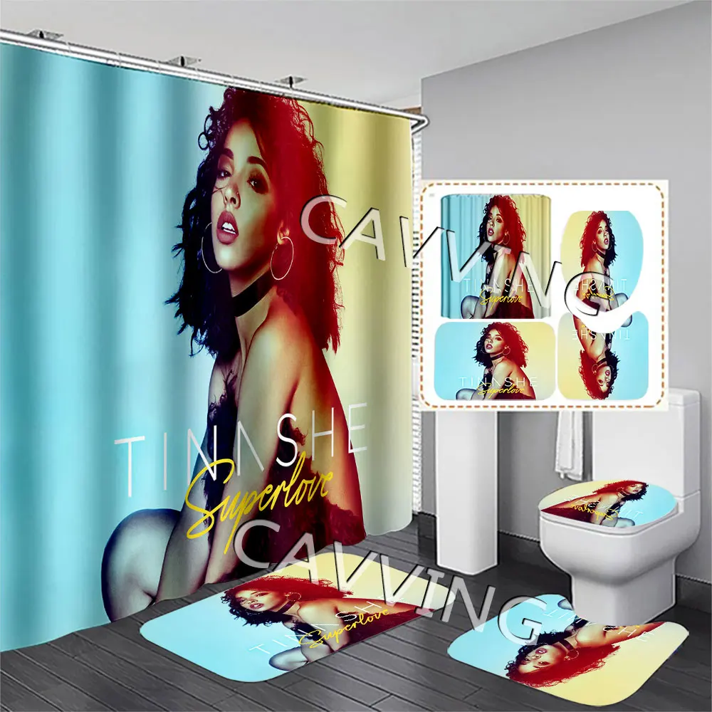 Singer  Tinashe  3D Printed  Shower Curtains Waterproof Bathroom Curtain Anti-slip Bath Mat Set Toilet Rugs Carpets   F02