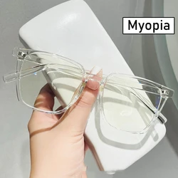 Luxury Women's Square Myopia Glasses High Definition Minus Eyeglasses Diopter Unisex Anti-blue Light Prescription Near Sight