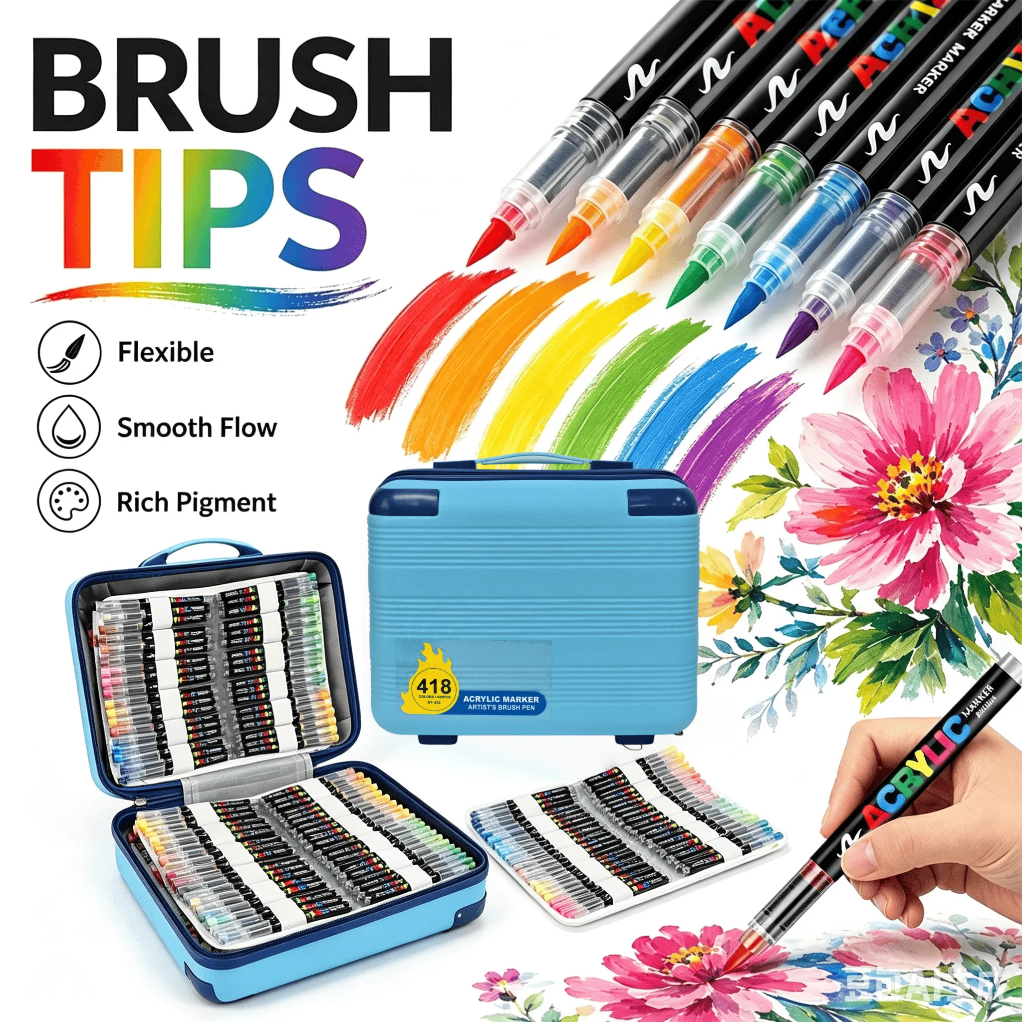 

432pcs/418 Colors Direct-liquid Acrylic Paint Pens Brush Marker Pen for Rock Painting Stone Ceramic DIY Art Supplies Stationery